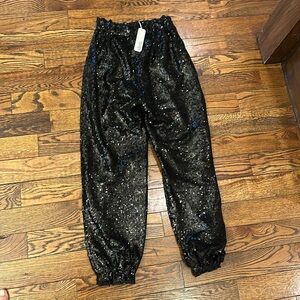 GLAM Black Sequins Party Pants Joggers size small
